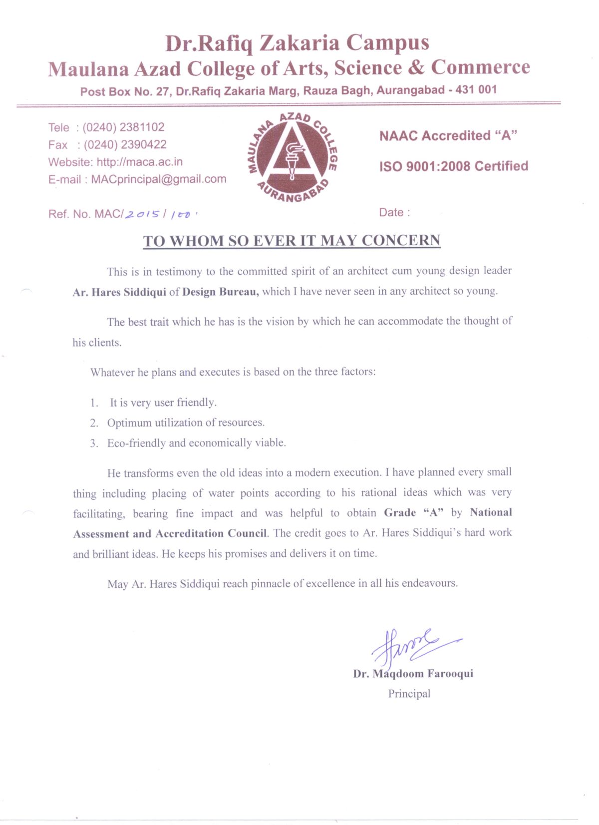 Maulana Azad College Of Arts, Science & Commerce.